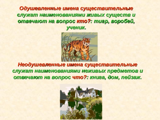 В каком ряду все имена существительные одушевленные стол место тигр плотник