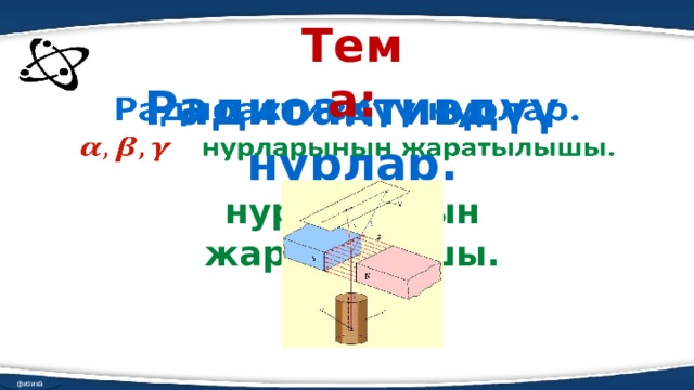 Тема: Радиоактивдүү нурлар.   нурларынын жаратылышы. физика 