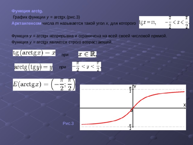 Арктангенс график