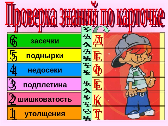   засечки  поднырки    недосеки подплетина     шишковатость  утолщения  