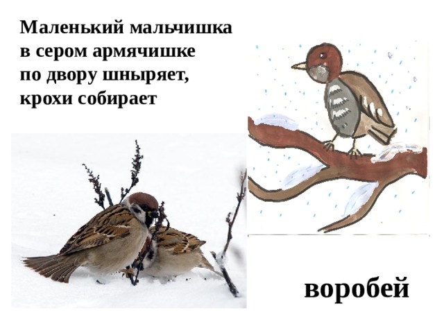 Маленький мальчишка в сером армячишке по двору шныряет, крохи собирает воробей 