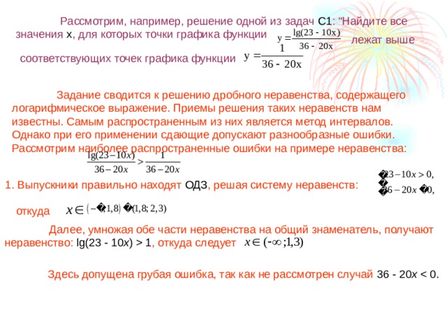  Рассмотрим, например, решение одной из задач С1 : 