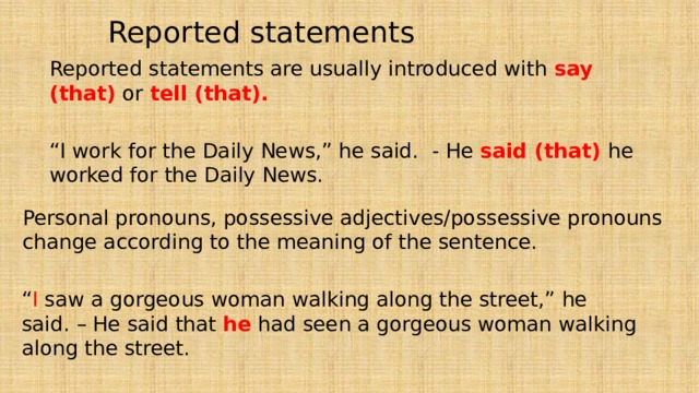 Reported speech statements. Reported Statements. Reported Speech reported Statements. Reported Statements таблица.