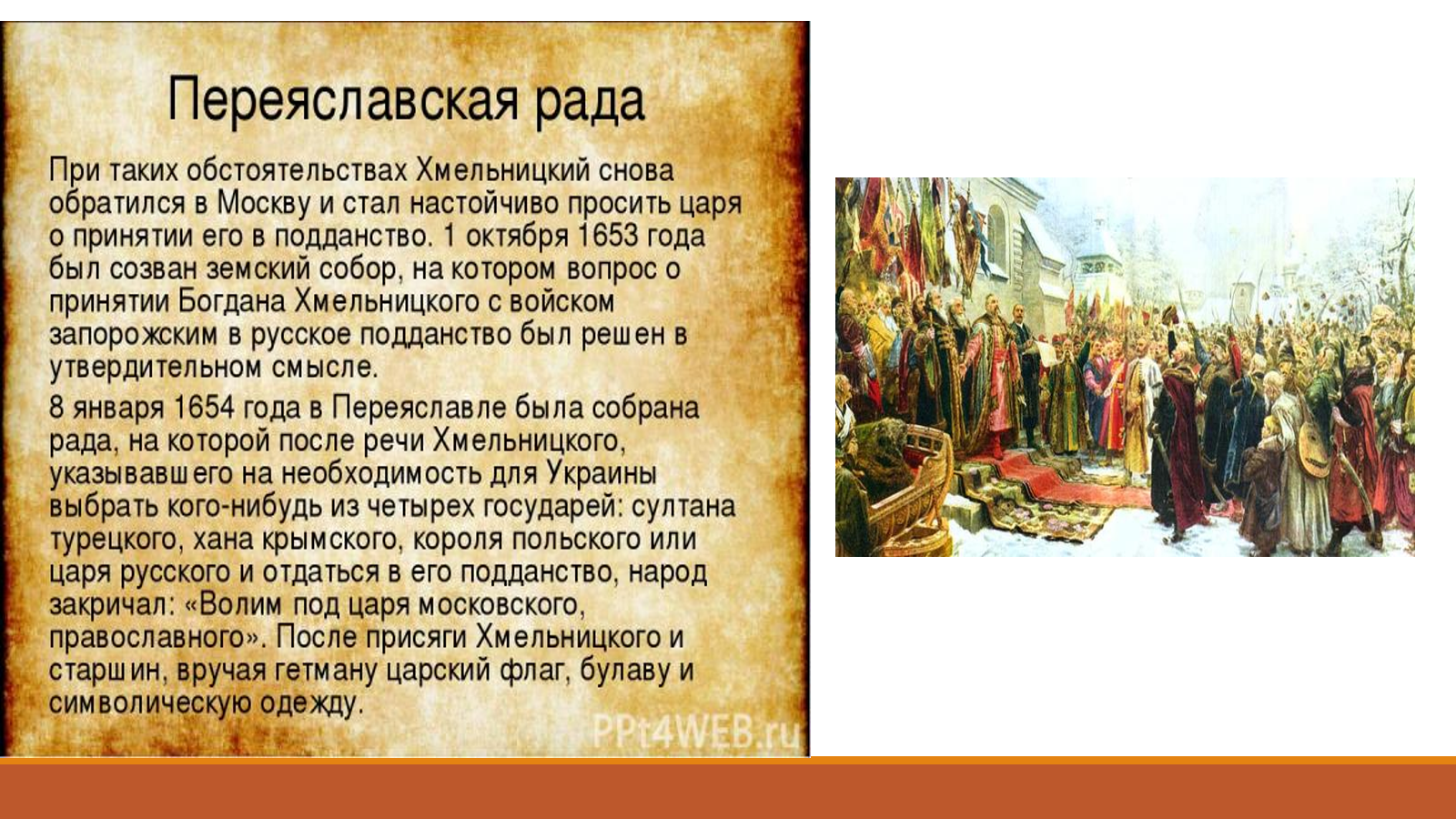 Кто создал переяславскую раду. Переяславская рада 1654 присяга.