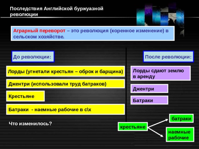 Переворот в сельском хозяйстве план 8 класс