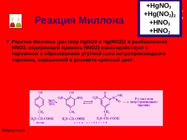 Реакция Миллона Это реакция на аминокислоту тирозин 