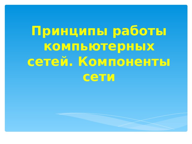 Принципы работы компьютерных сетей. Компоненты сети 