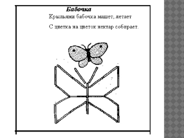 Картинка из счетных палочек бабочка