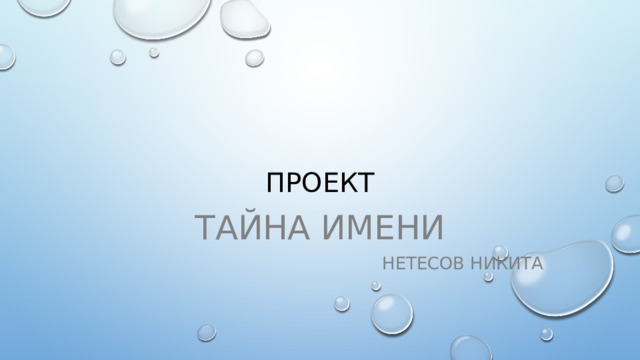 ПРОЕКТ ТАЙНА ИМЕНИ Нетесов Никита