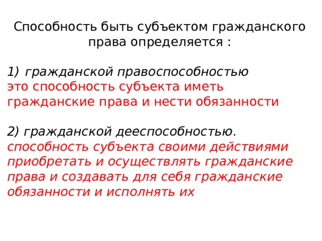 Субъекты обладающие правом