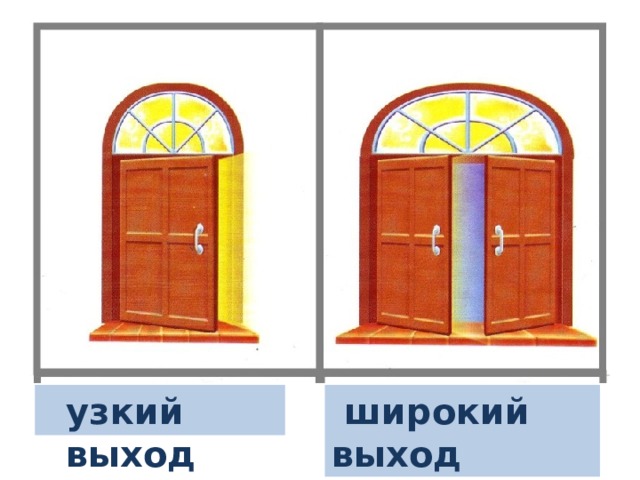  широкий выход  узкий выход 