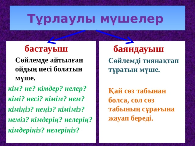 Бастауыш баяндауыш. Сойлем мушелері. Баяндауыш. Баяндауыш дегеніміз не. Тұрлаулы мүшелер деген не.