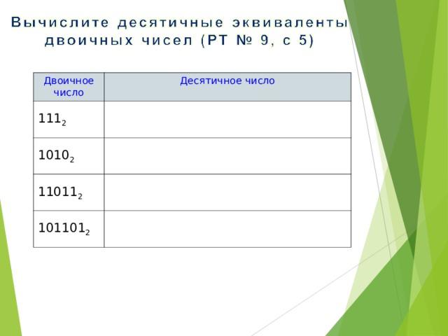 Вычислите десятичные