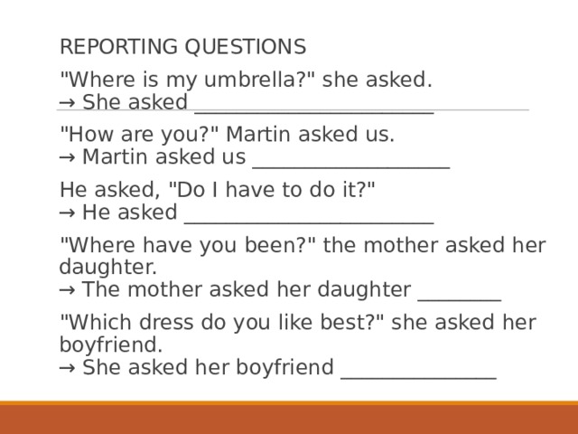 REPORTING QUESTIONS 