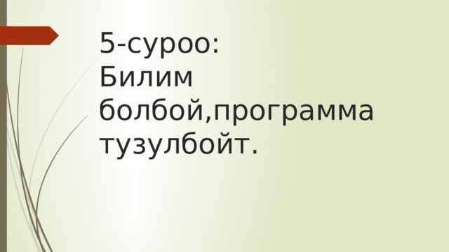 5-суроо:  Билим болбой,программа тузулбойт. 