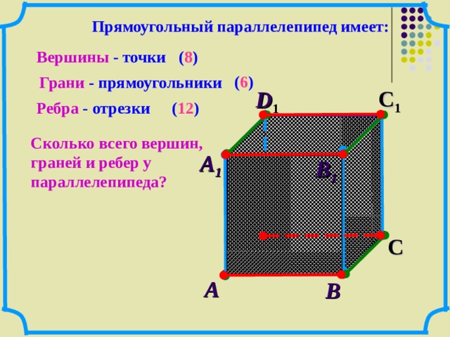 Грани ребра и вершины параллелепипеда