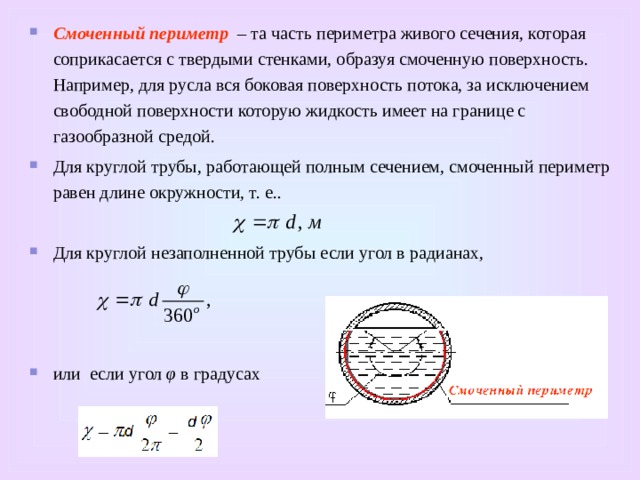 Смоченный периметр живого сечения