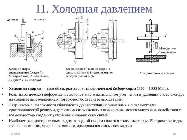 Схема холодной сварки