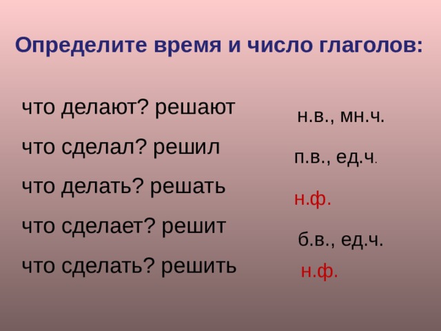 Презентация на тему число глаголов