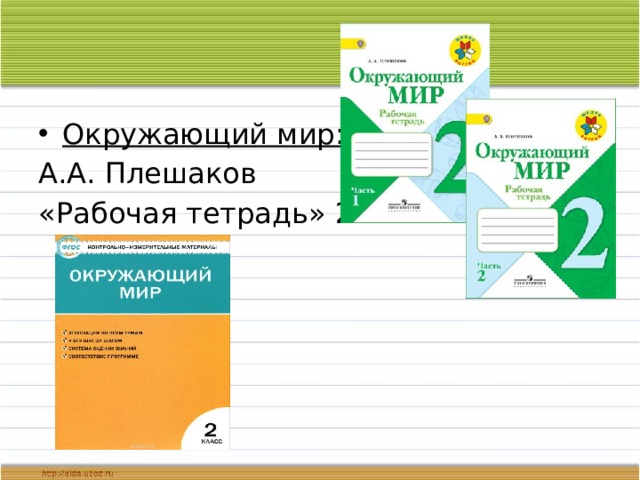 Окружающий мир: А.А. Плешаков «Рабочая тетрадь» 2 ч.   
