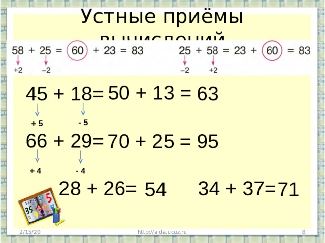 План конспект урока по математике 3 класс на тему приемы устных вычислений