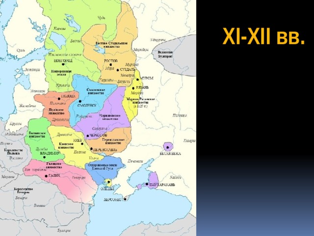 Карта княжеств в период раздробленности