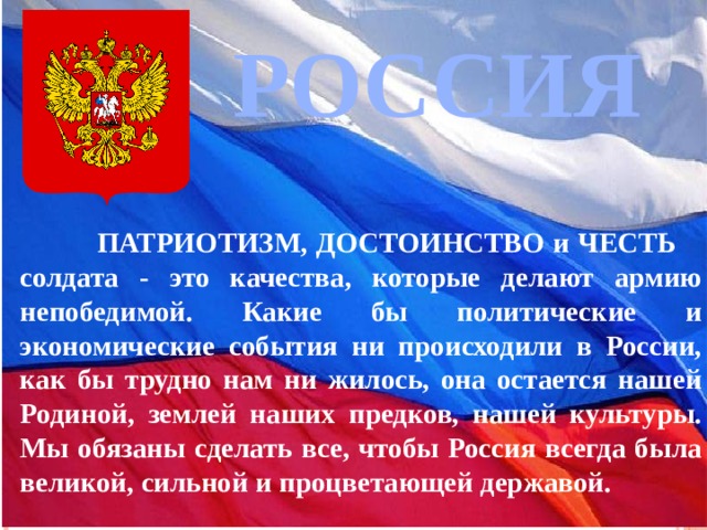 Военнослужащий патриот с честью и достоинством несущий звание защитника отечества презентация