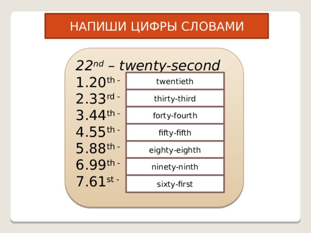 Место записываемое цифрой