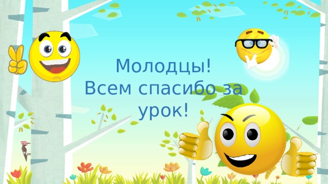 Молодцы!  Всем спасибо за урок! 