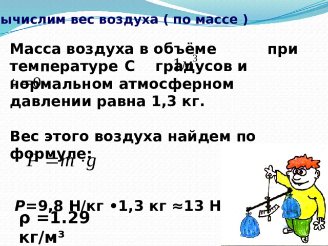 41 вес воздуха атмосферное давление конспект