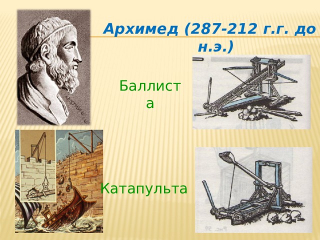 Архимед (287-212 г.г. до н.э.) Баллиста Катапульта 