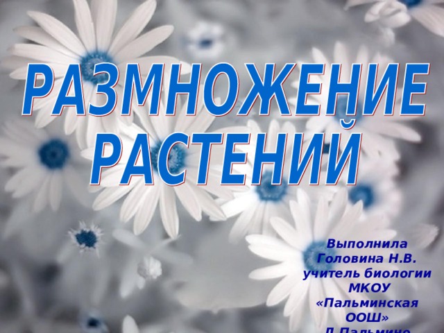 Выполнила Головина Н.В. учитель биологии  МКОУ «Пальминская ООШ» Д.Пальмино Таборинского района . 