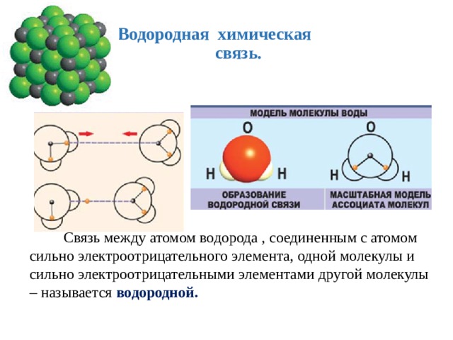 Водородная химическая связь 11 класс презентация