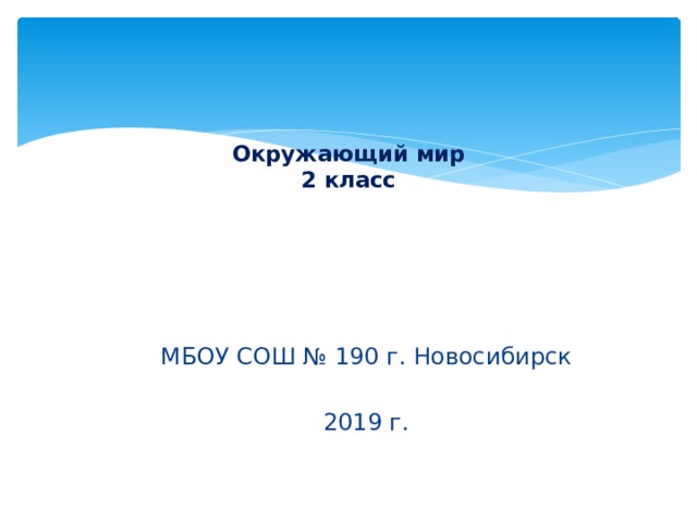 Окружающий мир  2 класс   МБОУ СОШ № 190 г. Новосибирск 2019 г. 