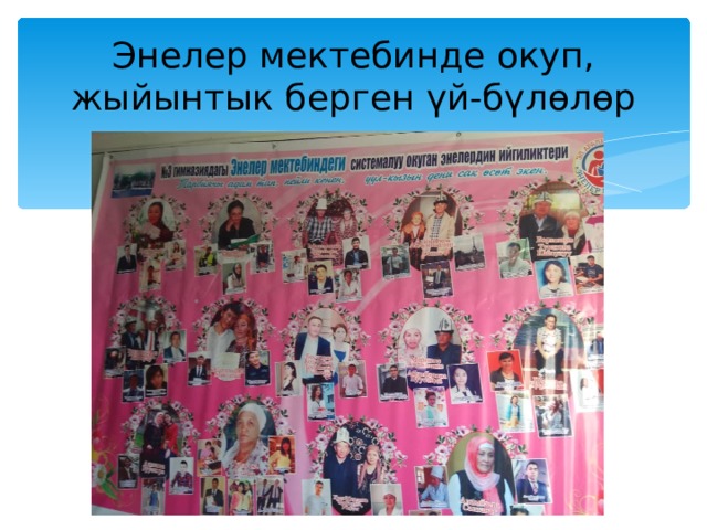 Энелер мектебинде окуп, жыйынтык берген үй-бүлөлөр 