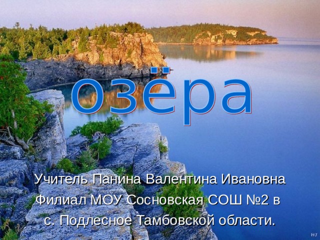 Учитель Панина Валентина Ивановна Филиал МОУ Сосновская СОШ №2 в с. Подлесное Тамбовской области. 