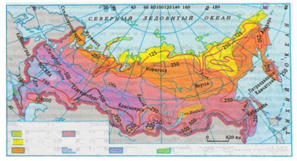 Увлажнение россии карта