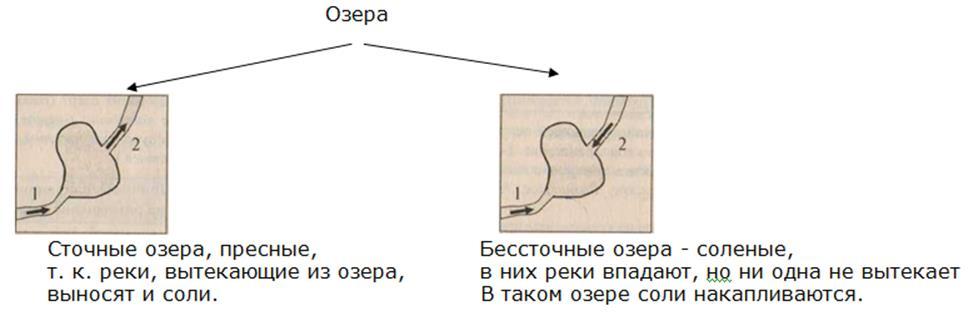 Сделай два рисунка схемы на одном река вытекает из озера на другом