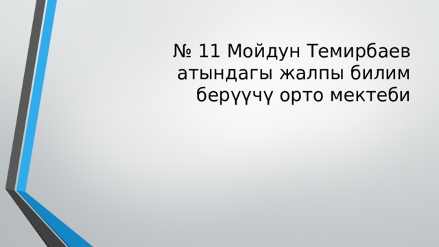 № 11 Мойдун Темирбаев атындагы жалпы билим берүүчү орто мектеби     