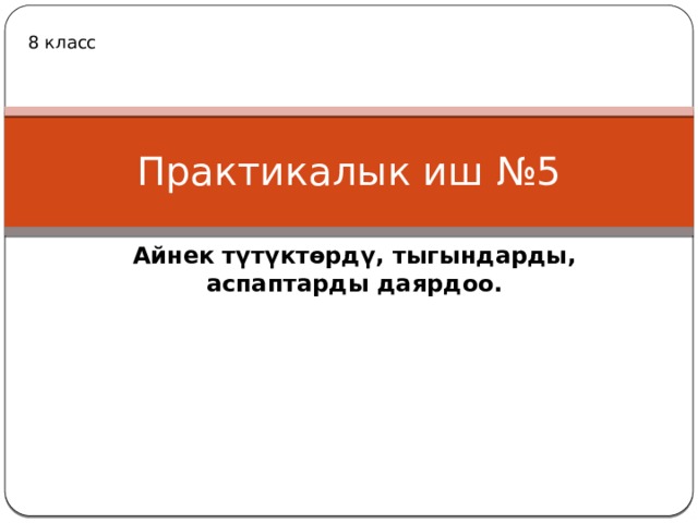 Практикалык иш 8 класс
