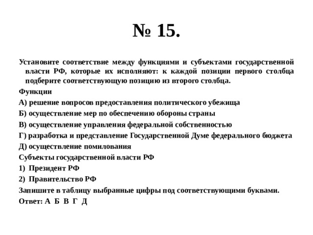 Разработка и представление государственной думе проекта федерального бюджета