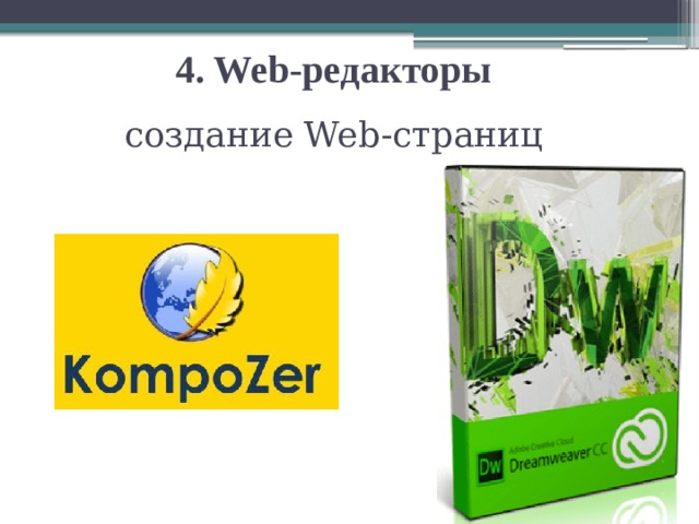 4. Web-редакторы  создание Web-страниц 
