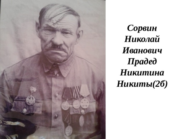 Сорвин Николай Иванович  Прадед Никитина Никиты(2б) 