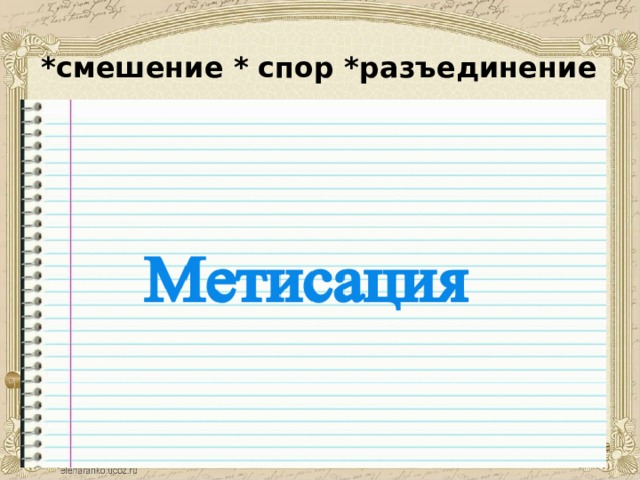 *смешение * спор *разъединение 