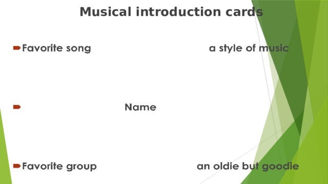  Musical introduction cards 