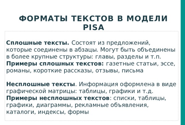 Сплошной текст. Сплошной текст примеры. Виды текстов Пиза. Сплошной текст примеры текстов. Типы текстов Pisa.