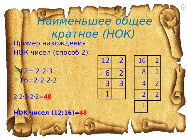 Слово из пяти букв нок. НОК 12 И 16. Наименьшее общее кратное чисел 12 и 16. НОК 3 чисел.