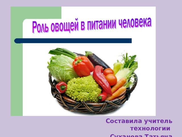 Составила учитель технологии Суханова Татьяна Викторовна 