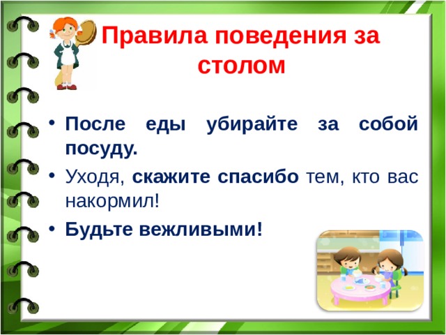 Правила поведения в школьной столовой презентация