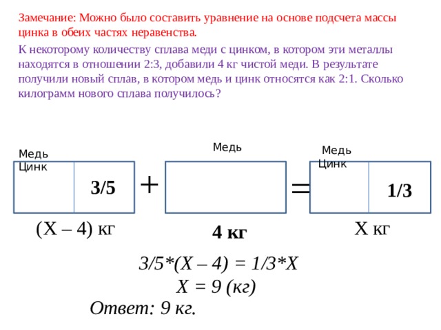 Смесь меди и цинка массой